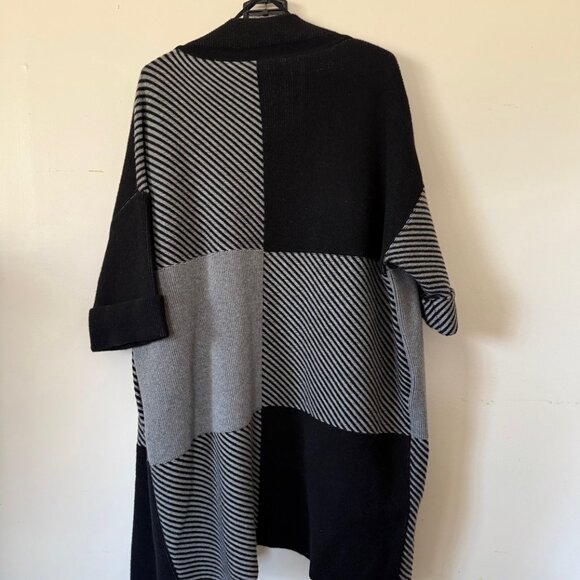 $1898 Lafayette 148 NY Women M/L GEO Wool Pocket Knit Long Jacket Coat Cardigan - Picture 8 of 9